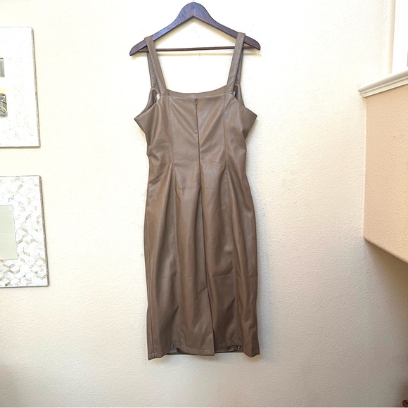 Avec Les Filles Anthropologie Tan Faux Leather Cutout Dress NWT B17/36 - Picture 6 of 14